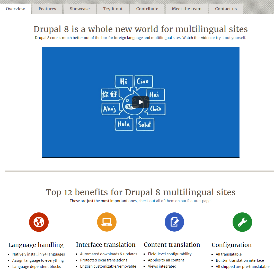 Drupal 8 多言語機能の開発チームサイト　Drupal 8 is a whole new world for multilingual sites