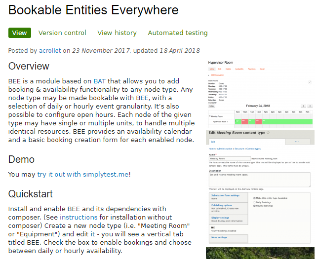 Drupal 8 Bookable Entities Everywhere 予約機能モジュール